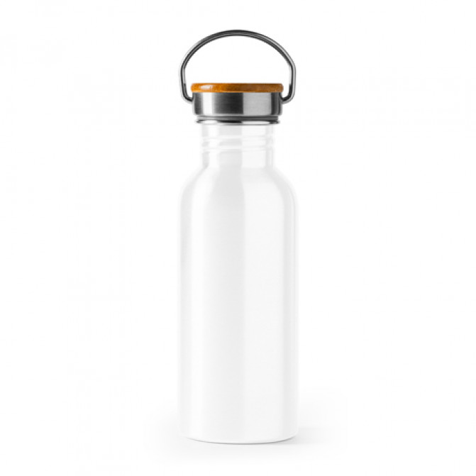 Bidon pentru sublimare BOINA  4039 din oțel inoxidabil 304 și bambus 650ml. alb