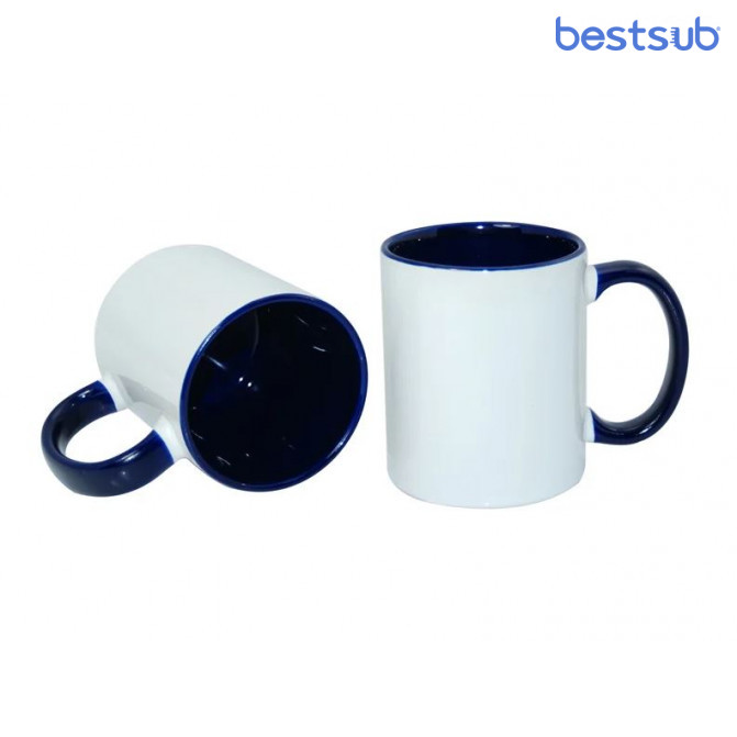 Кружка для сублимации белая, темно-синяя внутри и с синей ручкой 11oz BestSub B11TA-06