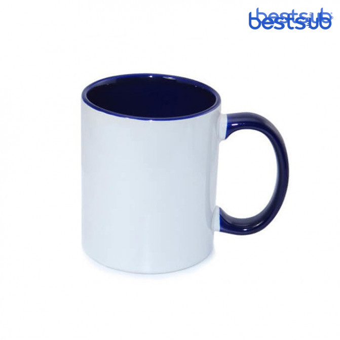 Кружка для сублимации белая, темно-синяя внутри и с синей ручкой 11oz BestSub B11TA-06