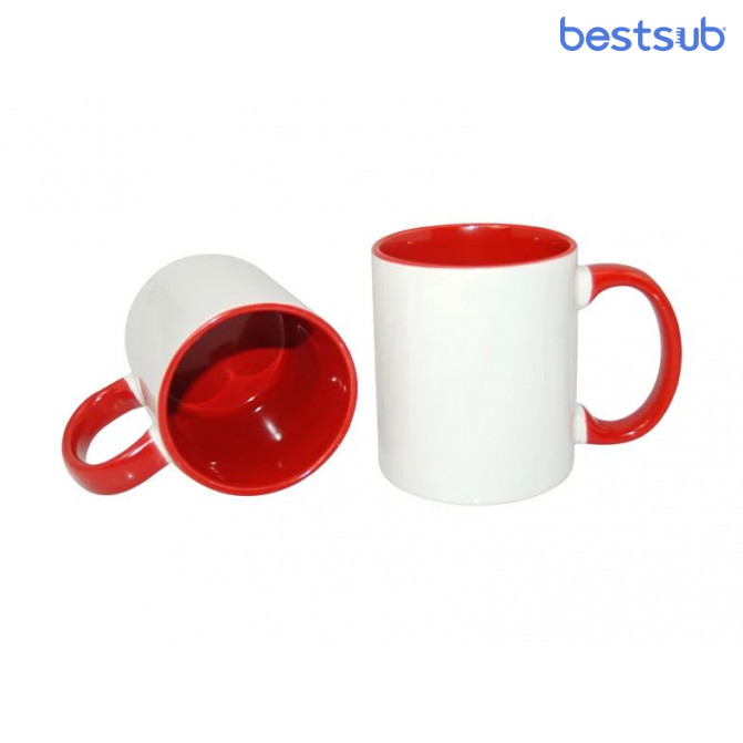 Кружка для сублимации белая, красная внутри и с красной ручкой 11oz BestSub B11TA-01