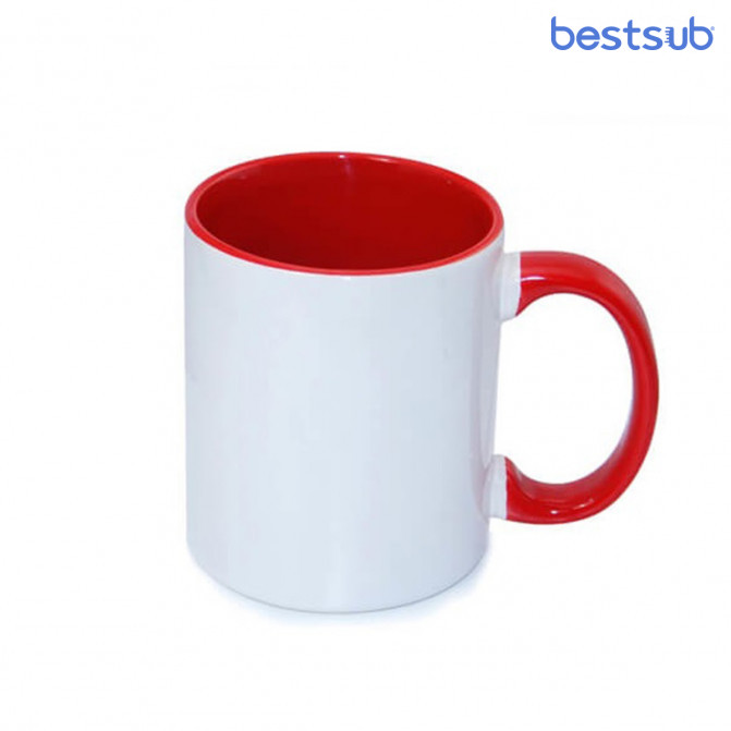 Кружка для сублимации белая, красная внутри и с красной ручкой 11oz BestSub B11TA-01