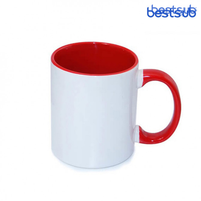 Кружка для сублимации белая, красная внутри и с красной ручкой 11oz BestSub B11TA-01
