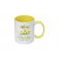 Cană albă  pentru sublimare сu interior și mâner galben 11oz