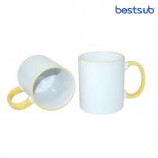 Cană pentru sublimare cu interior și mâner galben 11oz