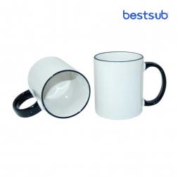 Cană pentru sublimare cu interior și mâner negru 11oz