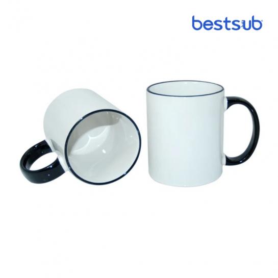 Cană pentru sublimare cu interior și mâner negru 11oz