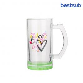 Cană pentru sublimare 16oz transparenta din sticla de bere cu fundul verde