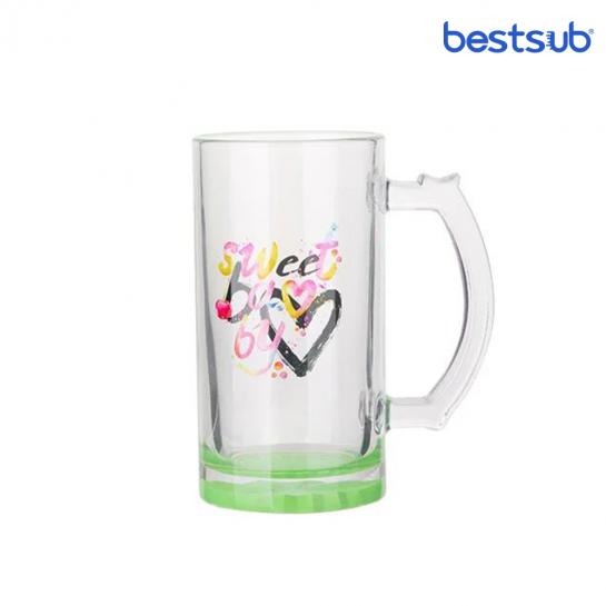 Cană pentru sublimare 16oz transparenta din sticla de bere cu fundul verde