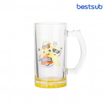 Cană pentru sublimare 16oz transparenta din sticla de bere cu fundul galben