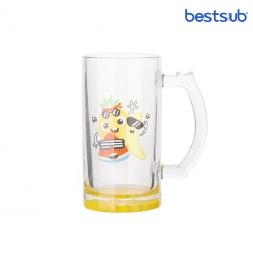 Cană pentru sublimare 16oz transparenta din sticla de bere cu fundul galben