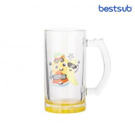 Cană pentru sublimare 16oz transparenta din sticla de bere cu fundul galben