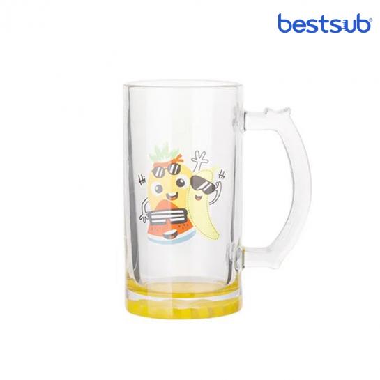 Cană pentru sublimare 16oz transparenta din sticla de bere cu fundul galben