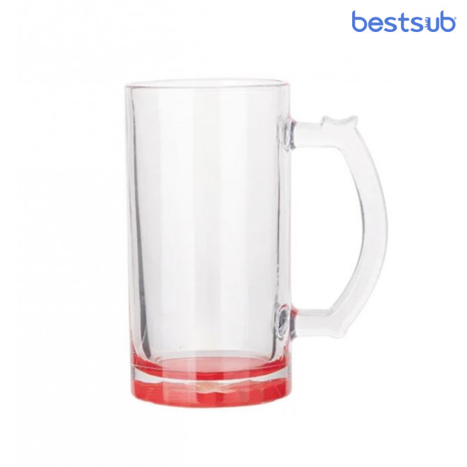 Кружка пивная стеклянная, прозрачная для сублимации 16oz с красным дном BestSub BN1CD-RD