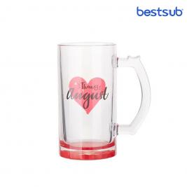 Cană pentru sublimare 16oz transparenta din sticla de bere cu fundul roșu