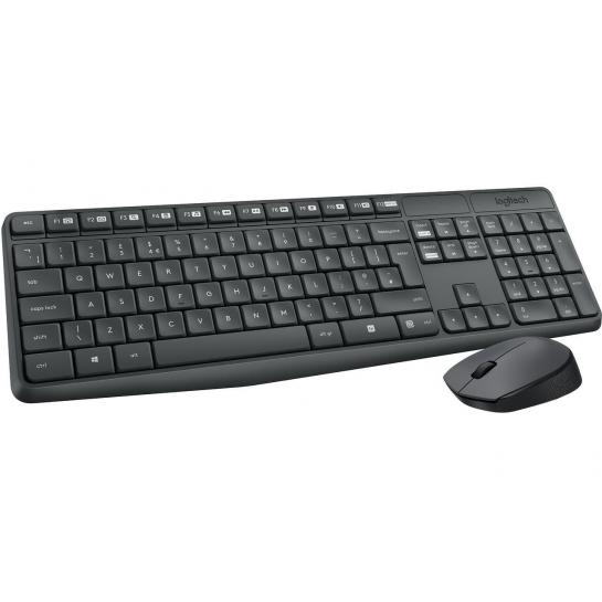 Tastatura + Mouse Wireless Logitech MK235, Low-profile, Spill-resistant, FN key, 2xAAA/1xAA, Grey