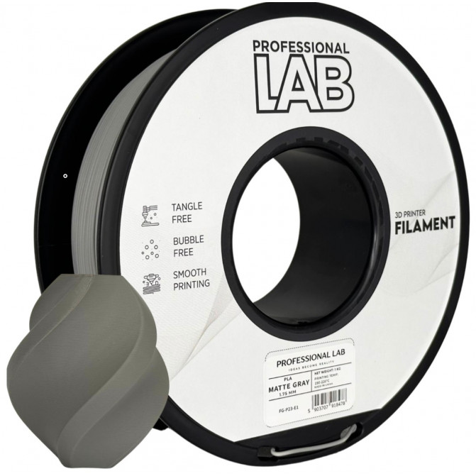 Филамент PLA Matte Gray, ProfLab, FG-P23-E1, 1кг для 3D-принтера