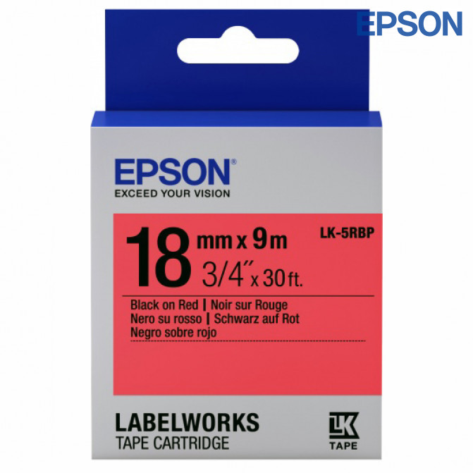 Картридж с лентой Label Epson LK-5RBP Pastel Black/Red 18/9 Original