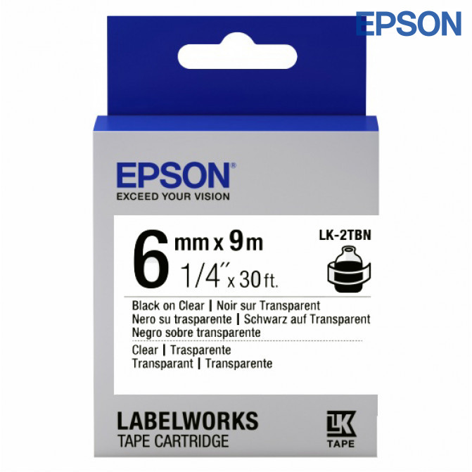 Cartuş Label Epson LK-2TBN Transparent Blk/Clear 6/9 original