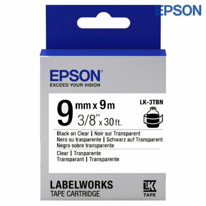 Картридж с лентой Label Epson LK-3TBN Transparent Black/Clear 9/9 original