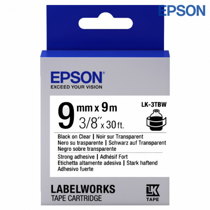 Картридж с лентой Label Epson LK-3TBW Adhesive Black/Clear 9/9 original