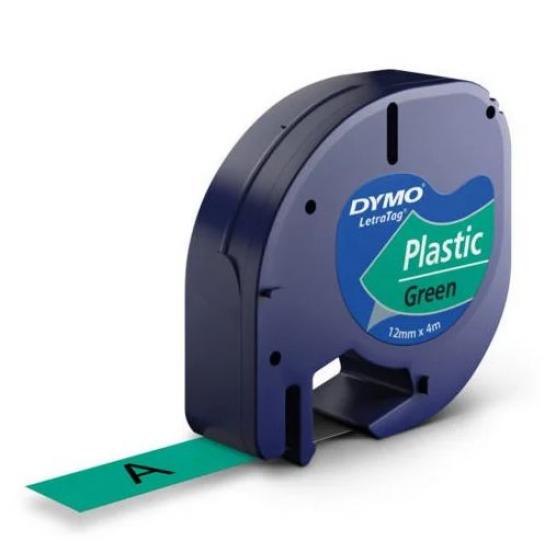 Картридж с лентой Label Dymo 91204 LetraTag Plastic Black/Green 12mm*4m Prospect