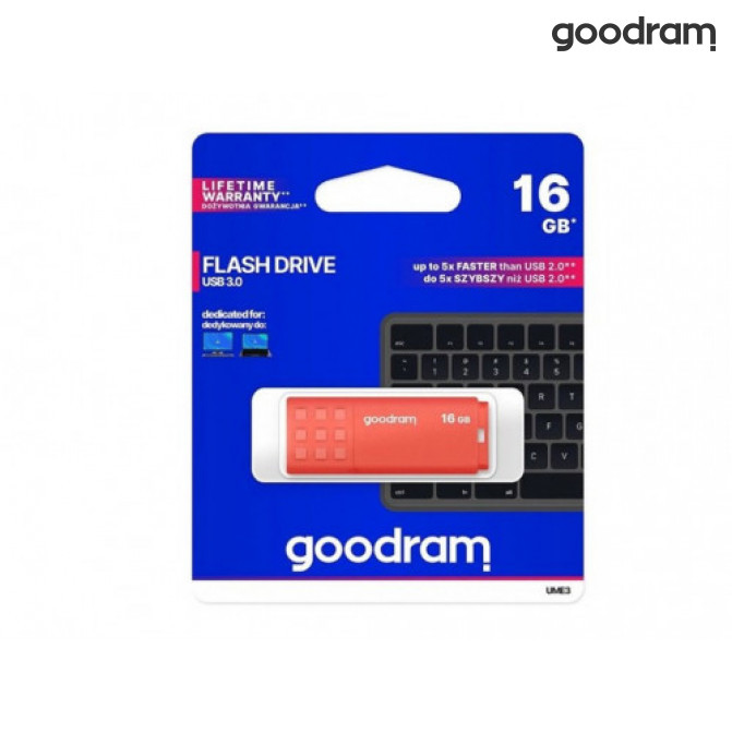 USB Flash 16Gb USB3.0  GoodRAM UME3 Orange (Read 60 MByte/s, Write 20 MByte/s)