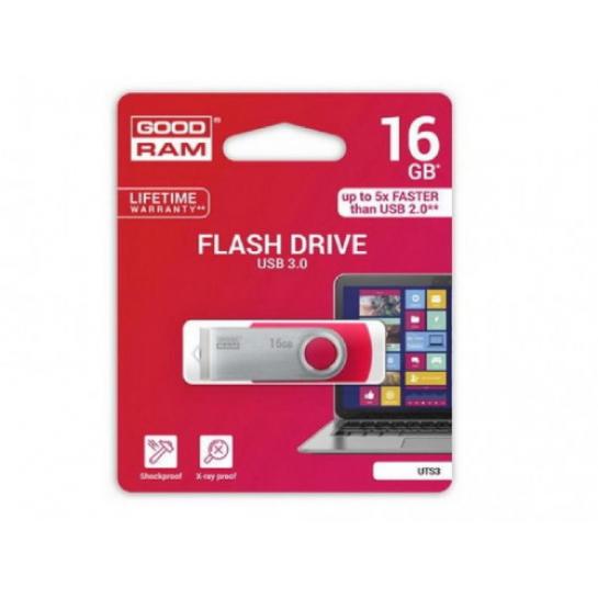 USB Флэш 16Gb  USB3.0  GoodRAM  UTS3 TWISTER Red  (Read 60 MByte/s, Write 20 MByte/s)