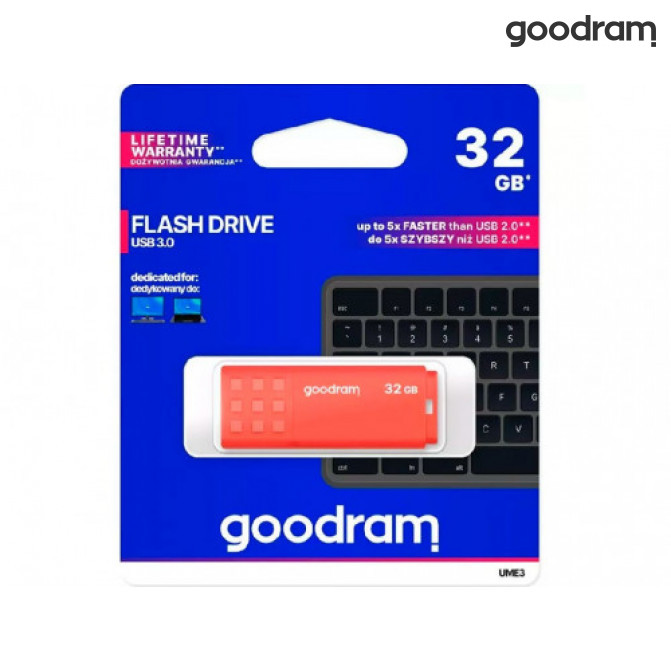 USB Флэш 32Gb  USB3.0  GoodRAM  UME3 Orange  (Read 60 MByte/s, Write 20 MByte/s)