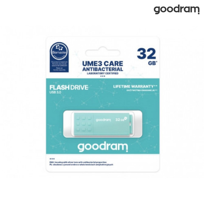 USB Flash 32Gb  USB3.0  GoodRAM  UME3 CARE Antibacterial (Read 60 MByte/s, Write 20 MByte/s)  UME3-0320CRR11