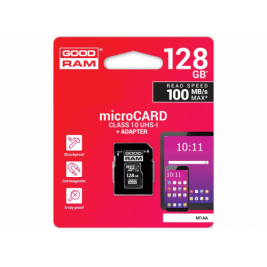 Card de Memorie 128GB GoodRAM micro SDXC Class10 UHS-I +SD adaptor, Up to: 100MB/s  M1AA-1280R12