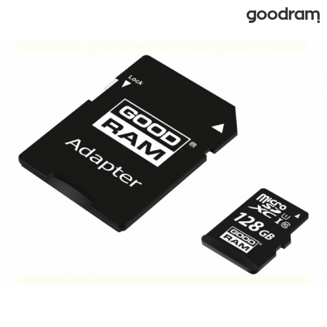 Карта памяти 128GB GoodRAM micro SDXC Class10 UHS-I +SD адаптер, Up to: 100MB/s  M1AA-1280R12