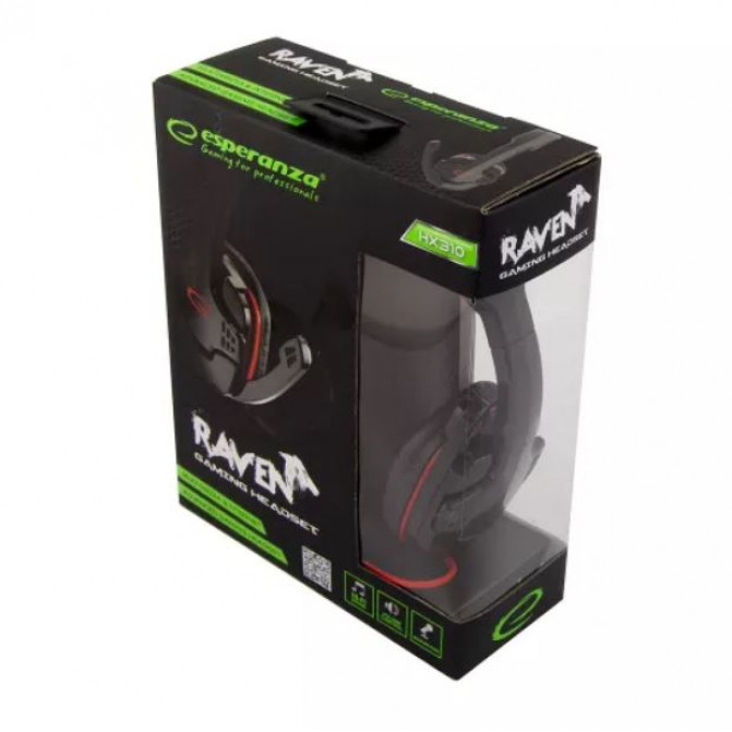 Наушники игровые Esperanza RAVEN EGH310R, Red, 2x mini jack 3.5mm