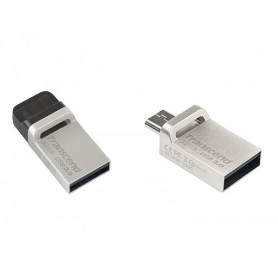 USB Flash 32GB USB3.1/Micro-USB Transcend "JetFlash 880", Silver