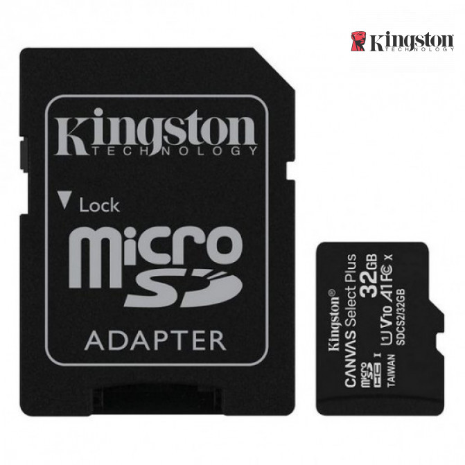 Card de Memorie 32GB MicroSD, Kingston Canvas Select+ (Class 10) UHS-I (U1) +SD adaptor