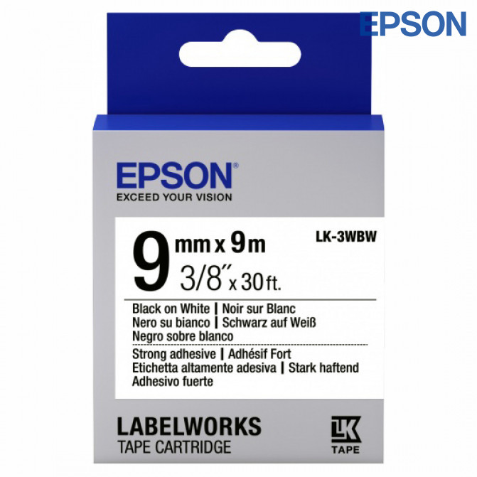 Картридж с лентой Label Epson LK-3WBW Adhesive Black/White 9/9 original