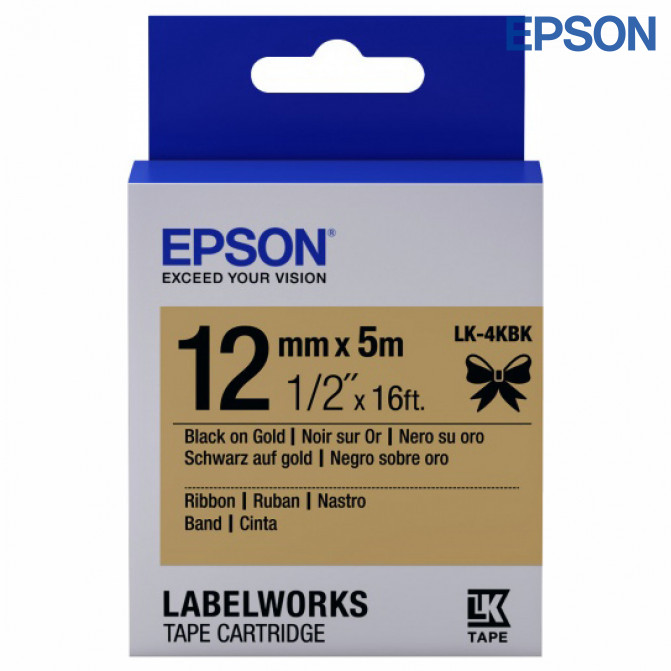 Cartuş Label Epson LK-4KBK Satin Ribbon Black/Gold 12/5 Original