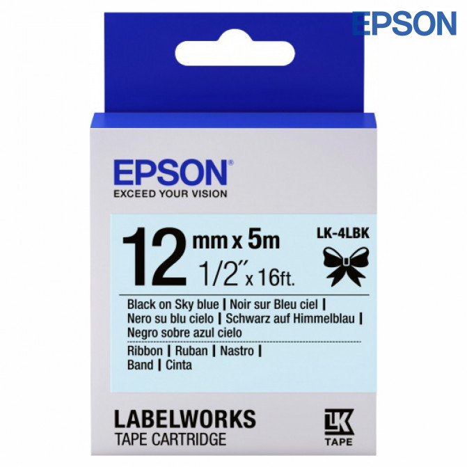 Cartuş Label Epson LK-4LBK Satin Ribbon Black/Sky Blue 12/5 Original