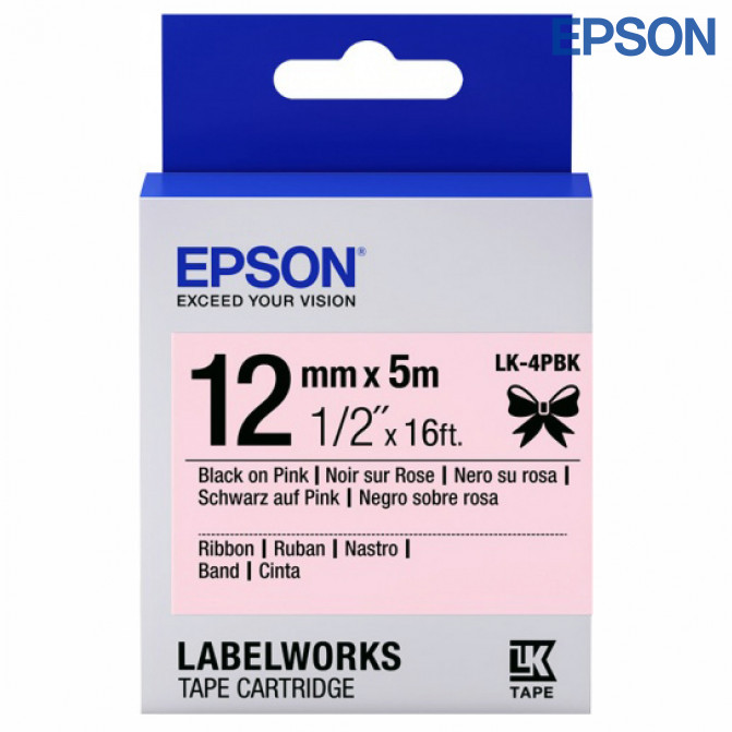 Cartuş Label Epson LK-4PBK Satin Ribbon Black/Pink 12/5 Original
