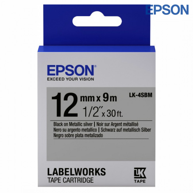 Картридж с лентой Label Epson LK-4SBM Metallic Black/Silver 12/9 Original