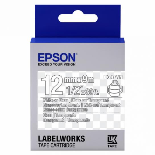Картридж с лентой Label Epson LK-4TWN Transparent White/Clear 12/9 Original