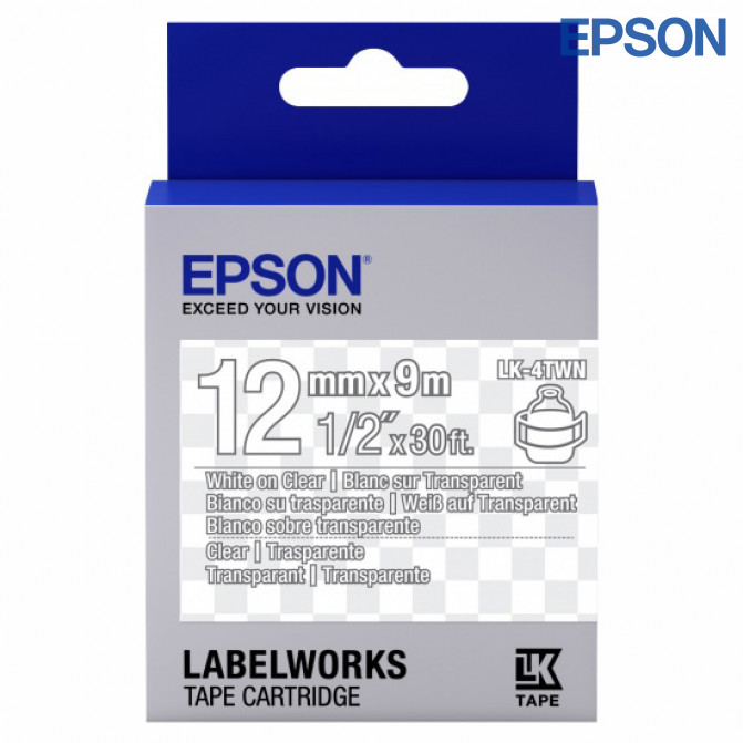 Картридж с лентой Label Epson LK-4TWN Transparent White/Clear 12/9 Original