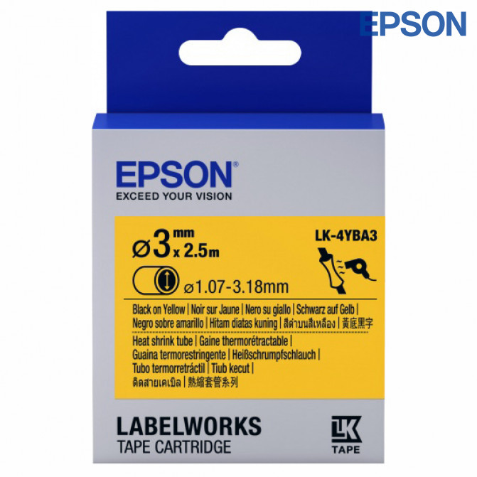 Картридж с лентой Label Epson Heat Shrink Tube LK-4YBA3 HST Blk/Yell 3/2,5 Original