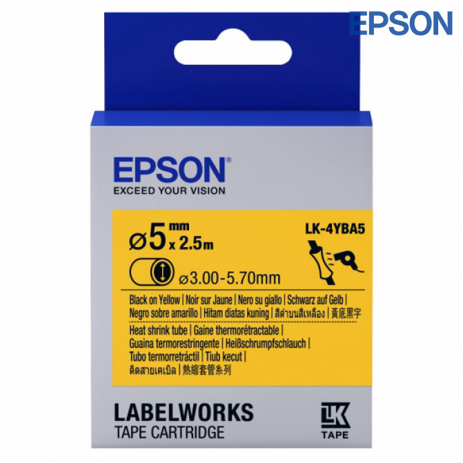 Картридж с лентой Label Epson Heat Shrink Tube LK-4YBA5 HST Blk/Yell 5/2,5 Original