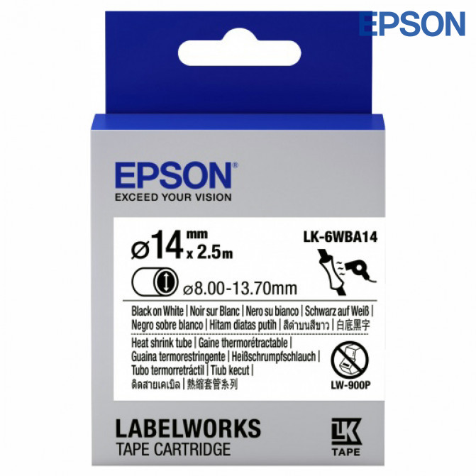 Картридж с лентой Label Epson Heat Shrink Tube LK-6WBA14 HST Blk/Wht 14/2,5 Original