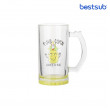Cană pentru sublimare 16oz transparenta din sticla de bere cu fundul lemon-galben BestSub BN1CD-LMY