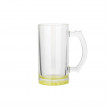 Cană pentru sublimare 16oz transparenta din sticla de bere cu fundul lemon-galben BestSub BN1CD-LMY