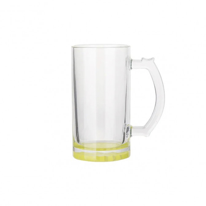 Cană pentru sublimare 16oz transparenta din sticla de bere cu fundul lemon-galben BestSub BN1CD-LMY