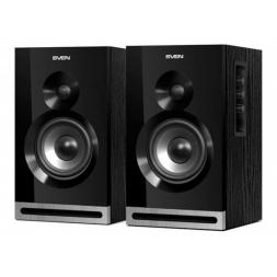 Boxe SVEN SPS-705 Black,  2.0 / 2x20W RMS, Bluetooth, Control panel on the active speaker side panel,  headphone jack, wooden, (4"+3/4")