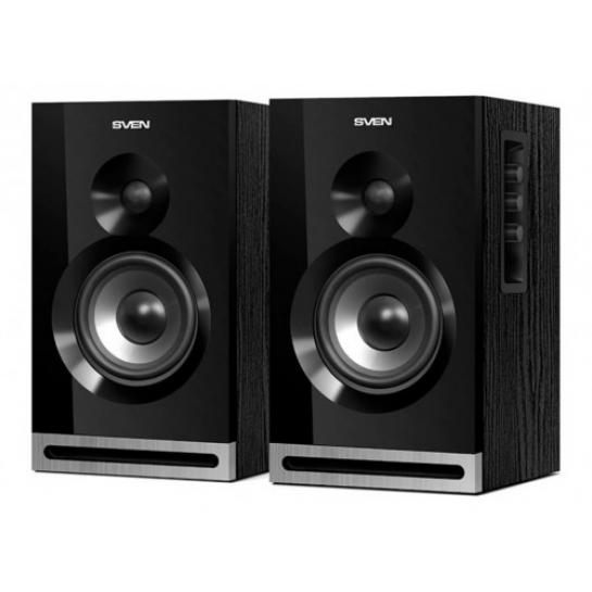 Boxe SVEN SPS-705 Black,  2.0 / 2x20W RMS, Bluetooth, Control panel on the active speaker side panel,  headphone jack, wooden, (4"+3/4")