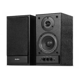 Колонки SVEN SPS-702 Black leather,  2.0 / 2x20W RMS, headphone jack, wooden, (4"+3/4")